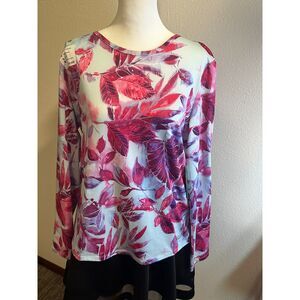 Reel Legends Escapade Bright Rose Leaves Top Large NWT